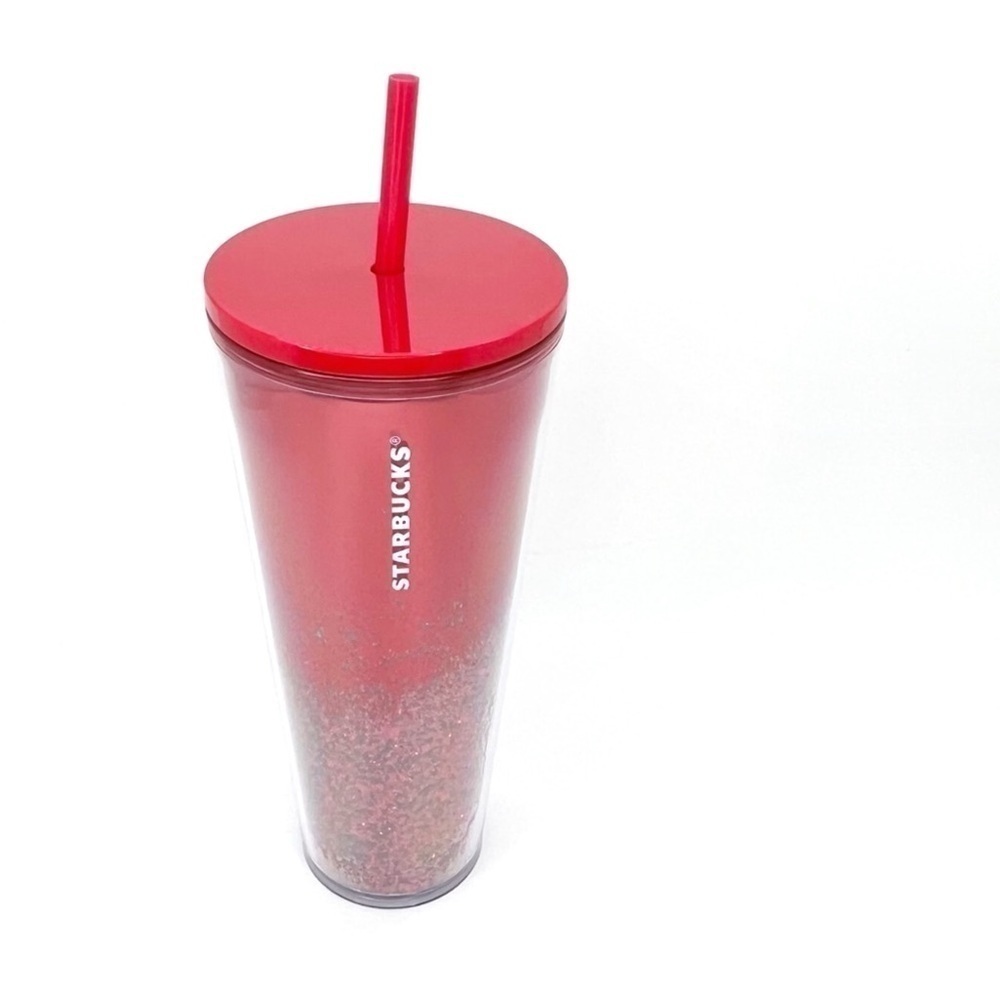 Starbucks Venti Cold Cup Red Glitter 24 oz. 2019 Holiday Double Walled New NWT